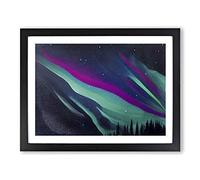 Uplifting Northern Lights Abstract Framed Print | A4 Black Framed Wall Art | Ready to Hang | Abstract Landscape Picture | Living Room Bedroom Lounge Office