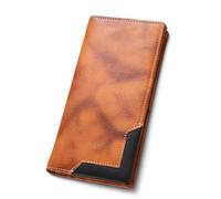 Upliftjoys Cowhide Vintage Wallet, Stylish Patchwork Design Long Wallet for Men, Large Capacity with RFID Blocking Function (Yellow)