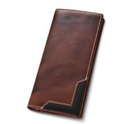 Upliftjoys Cowhide Vintage Wallet, Stylish Patchwork Design Long Wallet for Men, Large Capacity with RFID Blocking Function (Coffee)