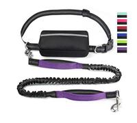 Upliftjoys Dog Leash, 70" Hands Free Dog Leash with Zipper Pouch, Dual Padded Handles Running Leashes, Padded Waist Belt, Waterproof Bag, for Walking, Jogging (Purple)
