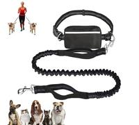 Upliftjoys Dog Leash, Upliftjoys Hands Free Dog Leash with Zipper Pouch, Dual Padded Handles Waist Leashes for Walking, Retractable Dogs Leashes for Small&Large Dogs (Black,Single Cord)