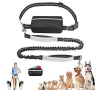 Upliftjoys Dog Leash, Upliftjoys Hands Free Dog Leash with Zipper Pouch, Retractable Bungee Waist Leashes, Adjustable Dual Padded Handles & Reflective Design for Running Hiking (Single-Gray)