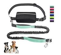 Upliftjoys Dog Leash,with zipper bag, Anti-Tangling Double Rope, Suitable for Dog Walking, Retractable and Adjustable Elastic Waist Belt, Suitable for Small and Large Dogs (Lake Blue Set)