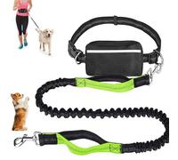 Upliftjoys Hands Free Dog Leash with Zipper Pouch, Dual Padded Handles Running for Medium and Large Dog, Retractable Adjustable Bungee Waist (Cyan,Single)