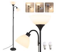 VASAGLE LED Floor Lamp with Reading Light, Tall Standing Uplighter, Corner Mood Lighting, 38.5 x 23.5 x 176 cm, Frosted Black, for Living Room, Bedroom, Lusia Collection LFL019B203