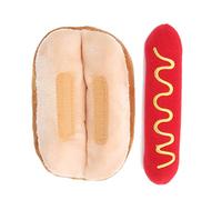 Uplory Puppy Toys, Puppy Teething Toys Soft Plush Hot Dog Shape Detachable Sound Exquisite Lightweight, Dog Chew Toys For Cats Dogs
