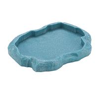 Uplory Reptile Bowl, Resin Rock Reptile Food and Water Feeder Pet Aquarium Ornament Terrarium Dish Plate for Tortoise Lizard Iguana(Dark Green S) (Pequeño)