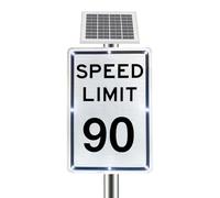 UPLTOE Speed Reduction Traffic Sign with Solar LED Flasher, 18-Inch x 24-Inch Speed Reduction Traffic Sign, 5-95 MPH Options, Engineering-Grade Reflective Film, Aluminium Material 90mph