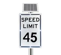 UPLTOE Speed Reduction Traffic Sign with Solar LED Flasher, 18-Inch x 24-Inch Speed Reduction Traffic Sign, 5-95 MPH Options, Engineering-Grade Reflective Film, Aluminium Material 45mph