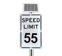 UPLTOE Speed Reduction Traffic Sign with Solar LED Flasher, 18-Inch x 24-Inch Speed Reduction Traffic Sign, 5-95 MPH Options, Engineering-Grade Reflective Film, Aluminium Material 55mph