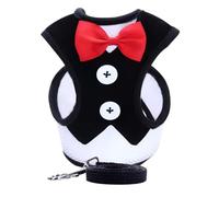 Upluckey Dog Harness Leash Set, Breathable Adjustable Bowtie Vest, Black L | Fits 5-8 Kg Pets, Neck 36-50 Cm, Chest 40-56 Cm, 120 Cm Leash, Snap Closure, Party Photo Walking, For Small Dogs Cats
