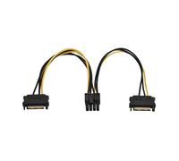 Upluckey Dual SATA 15-Pin to 8-Pin PCI-E Power Adapter Cable 0.2m | Converts One Or Two SATA Power, For PCs Lacking 8-Pin GPU Power, Increases Video Card Current, Prevents Single SATA Burn Risk