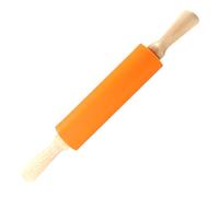 Upluckey Large Silicone Rolling Pin with Wooden Handles, Non Stick Orange | 16.93 X 1.97 In, 314 Grams, For Pizza Bread Cookies Pastry Dumplings, Handmade Noodles, Smooth Rolling Barrel, Easy Clean