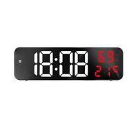 Upluckey Mirror Digital LED Alarm Clock, Large Screen, Plug In, Red | Temperature And Date Display, 260G Weight, Plastic Body, Home Office Bedroom Living Room, 3.5X23X7Cm Size