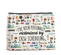UPNEGE Flight Attendant Gifts Makeup Bag for Women Funny Victimized by Crew Scheduling Cosmetic Pouch Aviation Gifts for Flight Attendants Pilots
