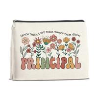 UPNEGE Principal Appreciation Gifts for Women Makeup Bag Principal Thank You Gifts Principal Teach Them Love Them Watch Them Grow Cosmetic Bag Zipper Makeup Pouch, polychromepolychrome