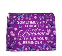 UPNEGE Purple Butterfly Makeup Bag Gifts for Women Purple Butterflies You're Awesome This Is Your Reminder Cosmetic Bag Zipper Pouch Travel