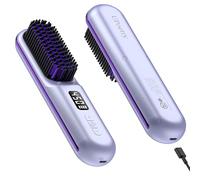 UPoetry Cordless Hair Straightener Brush, Portable Mini Heated Hair Brush for Women, 9600mAh USB-C Rechargeable, Lightweight Anti-Scald Straightener for Home, Office & Travel