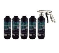 UPOL Gravitex Plus HS Stone Chip Protector - 5 x 1L White Overpaintable Primer & Air Application Gun - High Build OEM Textured Primer - 1K Solvent Based Coating - For Vehicle Underbodies, Wheel Arches