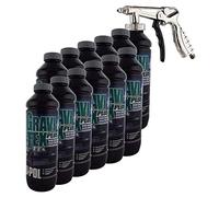 UPol Gravitex Stone Chip Protector Grey 1 Litre X 12Overpaintable Chassis Protection + Air Application Gun Tough Hard Durable Coating Designed To Reproduce The Manufacturers Original Stone Chip Finish