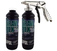 UPol Gravitex Stone Chip Protector White 1 Litre X 2Overpaintable Chassis Protection + Air Application Gun Tough Hard Durable Coating Designed To Reproduce The Manufacturers Original Stone Chip Finish