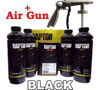 Upol Raptor Black 4x Liner Kit + Spray Gun Tough Coating Bedliner Paint U-Pol