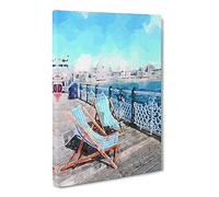 Upon Brighton Beach Pier Canvas Print | Gallery Wrapped 30mm Frame Wall Art | 20x14 inches | Ready to Hang | Abstract Seascape Picture | Living Room Bedroom Lounge Office