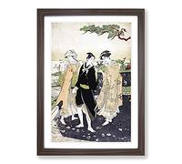 Upon Shinagawa Beach by Utagawa Toyokuni Framed Print | A2 Walnut Framed Wall Art | Ready to Hang | Modern Beach Picture | Living Room Bedroom Lounge Office