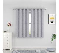UPOPO Curtains Grey 45 inch Length Kitchen Semi Sheer Privacy Linen Textured Living Room Bedroom Curtain Basement Window Curtain 2 Panels Grommet Top Drapes