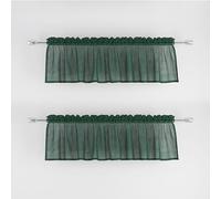 UPOPO Green Valance 16 inches Long Sheer Curtain Valance Living Room Bedroom Kitchen Voile Transparent Light Filtering Valance Curtain Small Short Door Window Treatment 2 Panels Rod Pocket