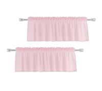 UPOPO Pale Pink Valance 15 inches Long Sheer Curtain Valance Living Room Bedroom Kitchen Voile Transparent Light Filtering Valance Curtain Small Short Door Window Treatment 2 Panels Rod Pocket
