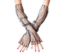 Uposao 1 Pair UV Protection Arm Warmers, Women's Long Lace Gloves Sun Protection Arm Cooling Sleeves Ice Sleeves Fingerless Driving Gloves for Outdoor Activities