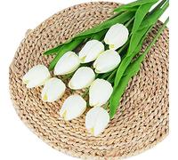 Uposao 10Pcs Artificial Flowers Tulips Real Touch Tulips Wedding Bouquets Tulips Flowers for Home Garden Wedding Party Indoor Outdoor Decoration
