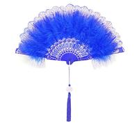 Uposao 1920s Feather Fan, Vintage Embroidered Flower Marabou Feather Fan, Wedding Feather Fan Handheld Flapper Hand Fan Folding Fan Props for Halloween Dancing Show Tea Party Costume Decoration