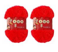 Uposao 2 Skeins Chunky Fluffy Faux Fur Yarn Skein Imitation Mink Wool Yarn Faux Mink Crocheting Yarn Super Soft Fluffy Eyelash Yarn for DIY Sweater Scarf Glove Knitting Craft