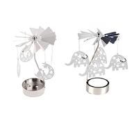Uposao 2Pcs Rotating Tea Light Holder Candle Spinner Metal Candlestick Holder Christmas Rotary Tealight Holder for Wedding Birthday Party Decoration Home Decor Gifts