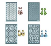 Uposao 4Pcs Silk Screen Stencils for Polymer Clay, Polymer Clay Silkscreen Tool Reusable Silkscreen Print Kit for DIY Polymer Clay Jewelry Making