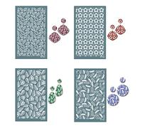 Uposao 4Pcs Silk Screen Stencils for Polymer Clay, Polymer Clay Silkscreen Tool Reusable Silkscreen Print Kit for DIY Polymer Clay Jewelry Making