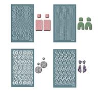 Uposao 4Pcs Silk Screen Stencils for Polymer Clay, Polymer Clay Silkscreen Tool Reusable Silkscreen Print Kit for DIY Polymer Clay Jewelry Making