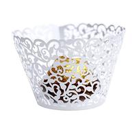 Uposao 50Pcs Artistic Bake Cake Paper Cups, Cupcake Wrappers Little Vine Lace Laser Cut Liner Baking Cup Cupcake Muffin Cups for Wedding Birthday Party Decoration
