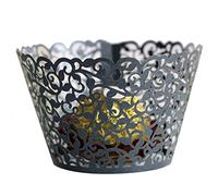 Uposao 50Pcs Artistic Bake Cake Paper Cups, Cupcake Wrappers Little Vine Lace Laser Cut Liner Baking Cup Cupcake Muffin Cups for Wedding Birthday Party Decoration