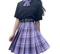 Uposao Anime Clothing Gothic Women's Pleated Skirt High Waist Pleated Skirt Anime Kawaii Women's High Waist Mini Skirt A-line Uniforms Gothic Skirt Checked Pleated Skirt JK Pleated Skirt Women XS