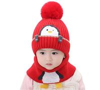 Uposao Baby Girls Boys Winter Earflp Hat, Toddler Beanie Hat Scarf Set Cutest Earflap Hood Warm Thicken Knit Hat Scarves Fleece Lining Loop Scarves for Kids 1-4 Years