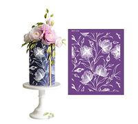 Uposao Cake Embossing Stencils - Floral Templates for Buttercream and Fondant Decoration - Hollow Lace Printing Molds for Airbrushing