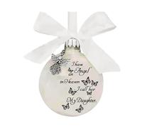 Uposao Clear Feather Ornaments Feather Ball “I Have an Angel in Heaven” I Call Him Dad Memorial Christmas Ornament, Mum Dad Hanging Decoration