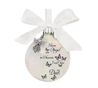 Uposao Clear Feather Ornaments Feather Ball “I Have an Angel in Heaven” I Call Him Dad Memorial Christmas Ornament, Mum Dad Hanging Decoration