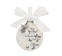 Uposao Clear Feather Ornaments Feather Ball “I Have an Angel in Heaven” I Call Him Dad Memorial Christmas Ornament, Mum Dad Hanging Decoration