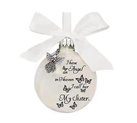 Uposao Clear Feather Ornaments Feather Ball “I Have an Angel in Heaven” I Call Him Dad Memorial Christmas Ornament, Mum Dad Hanging Decoration