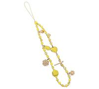 Uposao Crystal Bead Mobile Phone Lanyard - Anti-Lost Case Pendant Chain, Decoration Accessories, Wrist Strap, Key Chain, Bag Pendant - Yellow