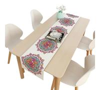 Uposao Eid Ramadan Mubarak Table Runner, Linen Mosque Tablecloth Ramadan Table Decorations Eid Mubarak Islamic Muslim Festival Dinner Decoration Holiday Party, 33cm x 180cm